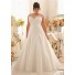 Elegant A Line Bateau Illusion Neckline Cap Sleeve Organza Lace Plus Size Wedding Dress