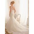 Elegant Fit And Flare Mermaid Scalloped Illusion Neckline V Back Tulle Lace Wedding Dress