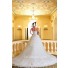 Fairy Ball Gown Strapless Tulle Lace Crystal Corset Wedding Dress With Long Train