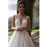Fairy Princess Wedding Dress Illusion Neckline Tulle With Flowers Beads