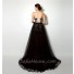 Fashion High Low Black Lace Tulle Corset Prom Dress With Detachable Skirt
