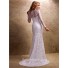 Fit And Flare Mermaid Illusion Neckline Long Sleeve Lace Wedding Dress Back
