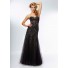 Fitted Sweetheart Sheer See Through Long Black Tulle Lace Beaded Prom Dress