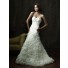 Fitted A Line Sweetheart Organza Ruffles Floral Wedding Dress Corset Back