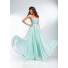 Flowing Strapless Long Mint Gren Chiffon Beaded Crystal Prom Dress