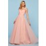 Glamour Long Blush Tulle Feather Off The Shoulder Prom Dress With Slit