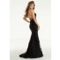 Glamour Mermaid Backless Criss Cross Black Lace Prom Dress