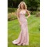 Glamour Mermaid Backless Spaghetti Strap  Pink Blue Lace Prom Dress