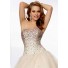 Gorgeous Ball Gown Strapless Long Nude Tulle Ombre Beaded Prom Dress Corset Back