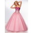 Gorgeous Ball Gown Strapless Long Pink Tulle Ombre Beaded Prom Dress Corset Back