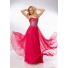 Gorgeous Strapless Sweetheart Long Red Chiffon Oebre Beaded Sparkly Prom Dress