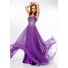 Gorgeous Strapless Sweetheart Long Purple Chiffon Oebre Beaded Sparkly Prom Dress