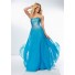 Gorgeous Strapless Sweetheart Long Sky Blue Chiffon Oebre Beaded Sparkly Prom Dress