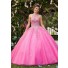 Lovely Ball Gown Prom Dress Hot Pink Tulle Lace Beaded Quinceanera Dress 