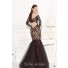 Mermaid Off The Shoulder Black Lace Tulle Long Sleeve Prom Dress Open Back