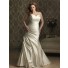 Mermaid sweetheart court train ivory silk satin plus size wedding dress with pleats and corset