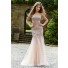 Mermaid Two Piece Champagne Tulle Lace Prom Dress With Spaghetti Straps