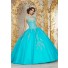 Quinceanera Dress Ball Gown Aqua Tulle Beaded Cut Out Prom Dress