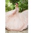 Quinceanera Dress Ball Gown Prom Dress Blush Tulle Lace Cold Shoulder