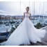 Romantic Wedding Dress Flowing Tulle Lace Illusion Neckline With Buttons