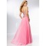 A Line Sweetheart Sheer See Through Corset Long light Pink Chiffon Beaded Prom Dress