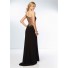 Sexy One Shoulder Sheer See Through Back Long Black Chiffon Beaded Prom Dress With Slit