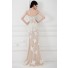Slim Mermaid Strapless Long Champagne Tulle Red Lace Beaded Evening Prom Dress