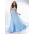 Stunning A Line Strapless Sweetheart Neckline Long Light Blue Chiffon Beaded Prom Dress