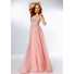 Stunning A Line Strapless Sweetheart Neckline Long Pink Chiffon Beaded Prom Dress