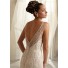 Mermaid Sheer Illusion Neckline See Through Tulle Beaded Wedding Dress With Pearls V Back