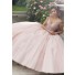 Stunning Ball Gown Prom Dress Blush Pink Tulle Beaded Quinceanera Dress Cold Shoulder Drop Waist