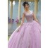 Stunning Ball Gown Prom Dress Lilac Tulle Lace Quinceanera Dress Boat Neck