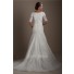 Trumpet Mermaid Short Sleeve Lace Modest Wedding Dress With Buttons