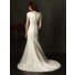 Trumpet Cap Sleeve Ivory Lace Modest Wedding Dress With Buttons