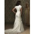 Trumpet Mermaid cap sleeve silk satin ruched modest wedding dress with collar