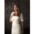 Trumpet Mermaid square neck tiered lace modest wedding dress with short sleeves