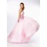 Unusual Ball Gown Sweetheart Champagne Tulle Pink Beaded Prom Dress Corset Back