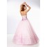 Unusual Ball Gown Sweetheart Champagne Tulle Pink Beaded Prom Dress Corset Back