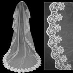 Royal Cathedral Ivory Wedding Bridal Veil With Lace